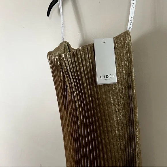 L'IDEE Black Tie Gown Maxi Dress in Gold Shimmer Size US 2 NEW! New with tags! - Picture 8 of 13